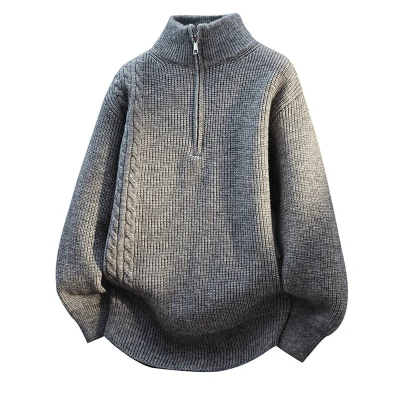 Men's Autumn Cardigan Sweater - Loose Fit Knit Half Zip