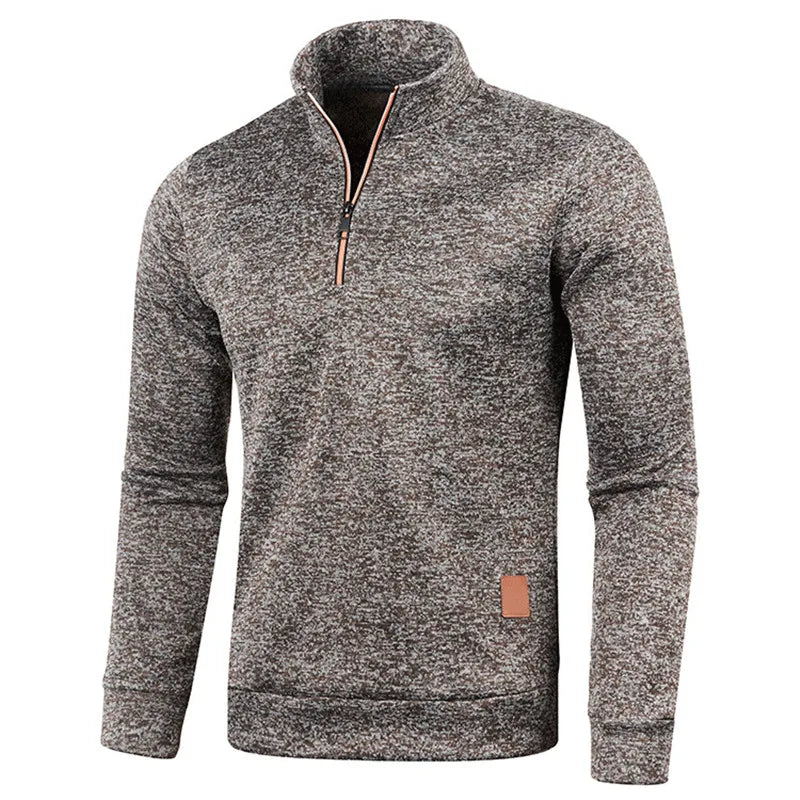 Men's Winter Turtleneck Fleece Sweater with Half Zipper – Slim Fit