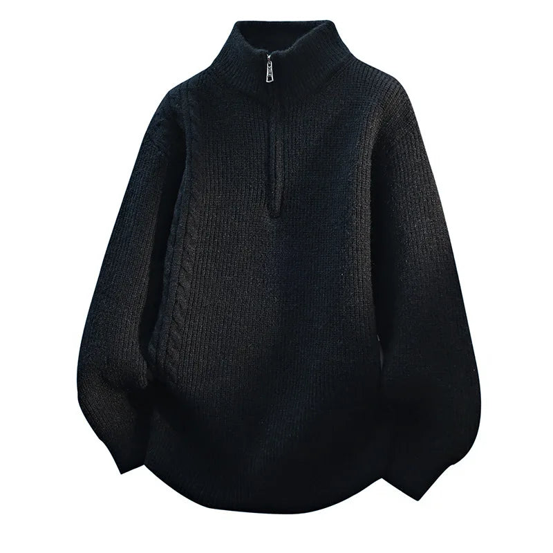 Men's Autumn Cardigan Sweater - Loose Fit Knit Half Zip