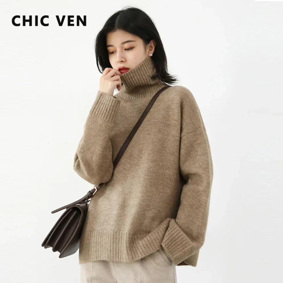 Loose Turtleneck Sweater Women - Korean Style Warm Knit Pullover