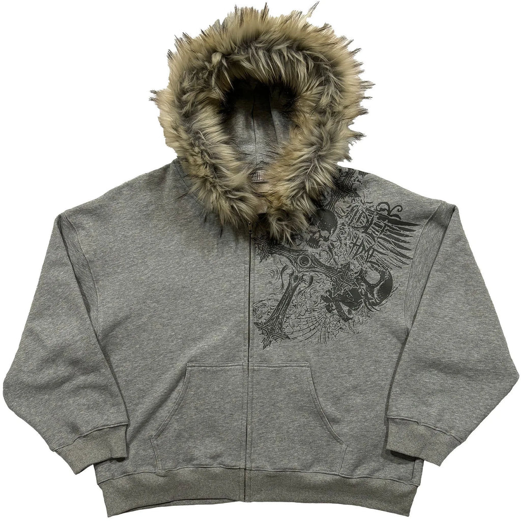 Y2K Unisex Hooded Sweatshirt Jacket with Geometric Pattern