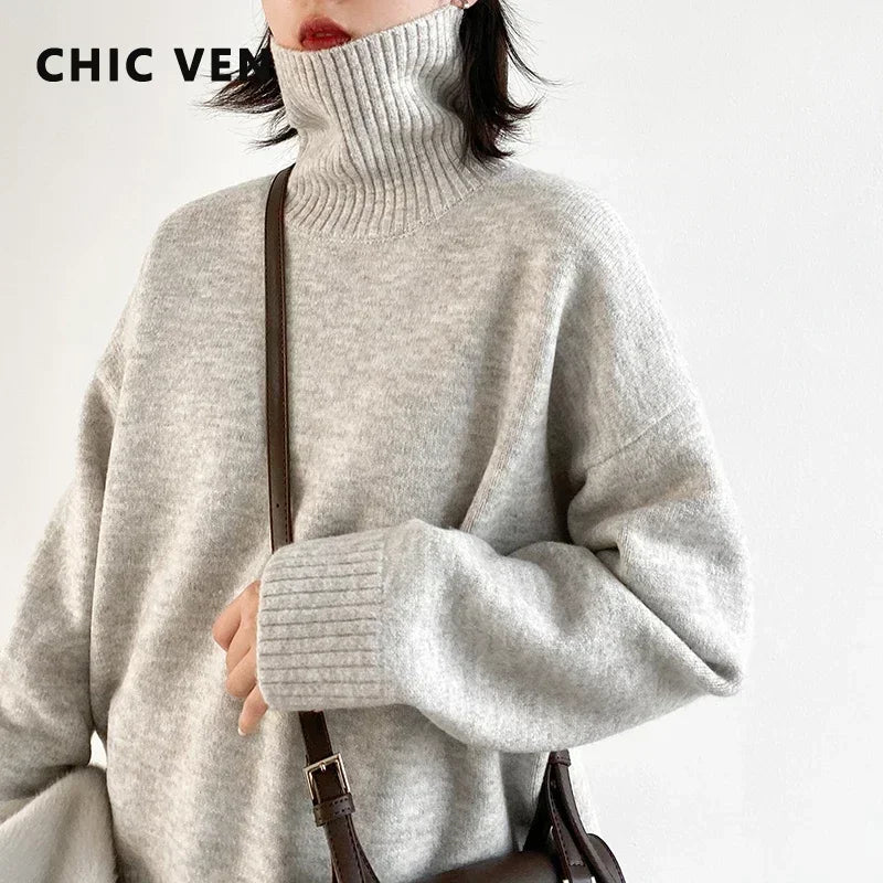 Loose Turtleneck Sweater Women - Korean Style Warm Knit Pullover
