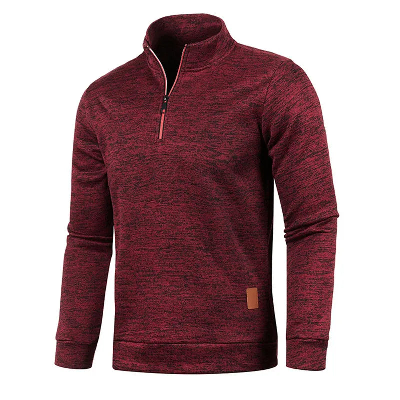 Men's Winter Turtleneck Fleece Sweater with Half Zipper – Slim Fit