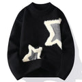 Men's Casual O-Neck Knitted Pullover Sweater with Cartoon Pattern