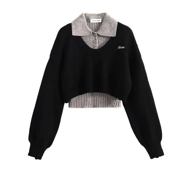 Two-Piece Knit Sweater & Vest Set - Vintage American Style