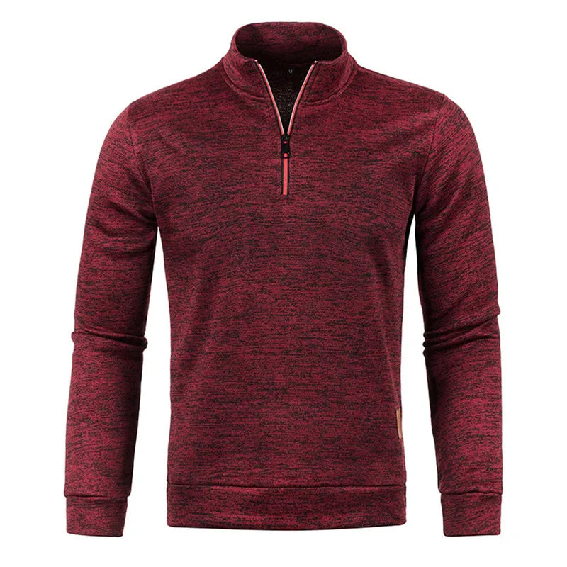 Men's Winter Turtleneck Fleece Sweater with Half Zipper – Slim Fit