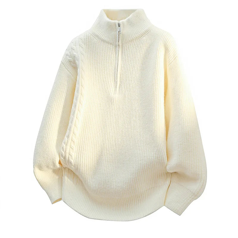Men's Autumn Cardigan Sweater - Loose Fit Knit Half Zip