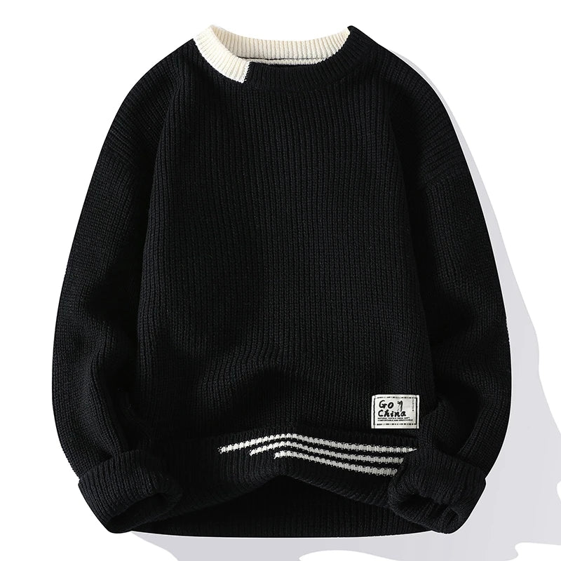 Men's Solid Knit Pullover Sweater – Casual Autumn Winter