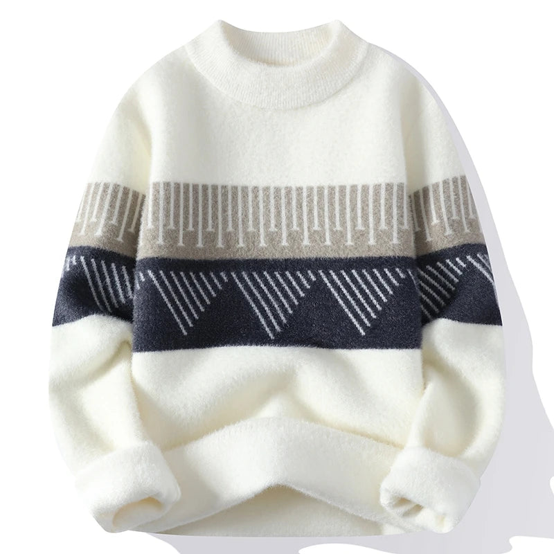 Men's O-Neck Cashmere Pullover Sweater - Warm Winter Knit
