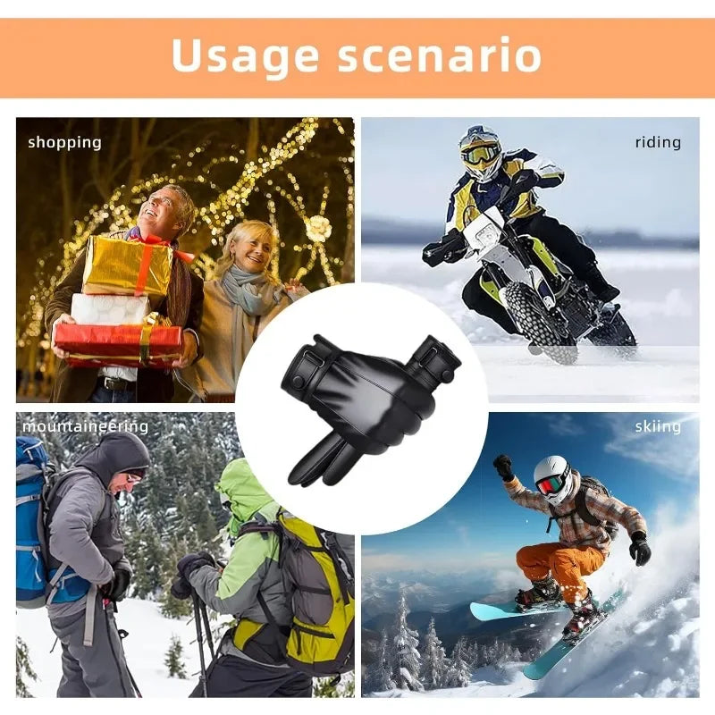 Genuine Leather Winter Gloves with Touch Screen – Unisex Warm Gloves for Cycling & Driving