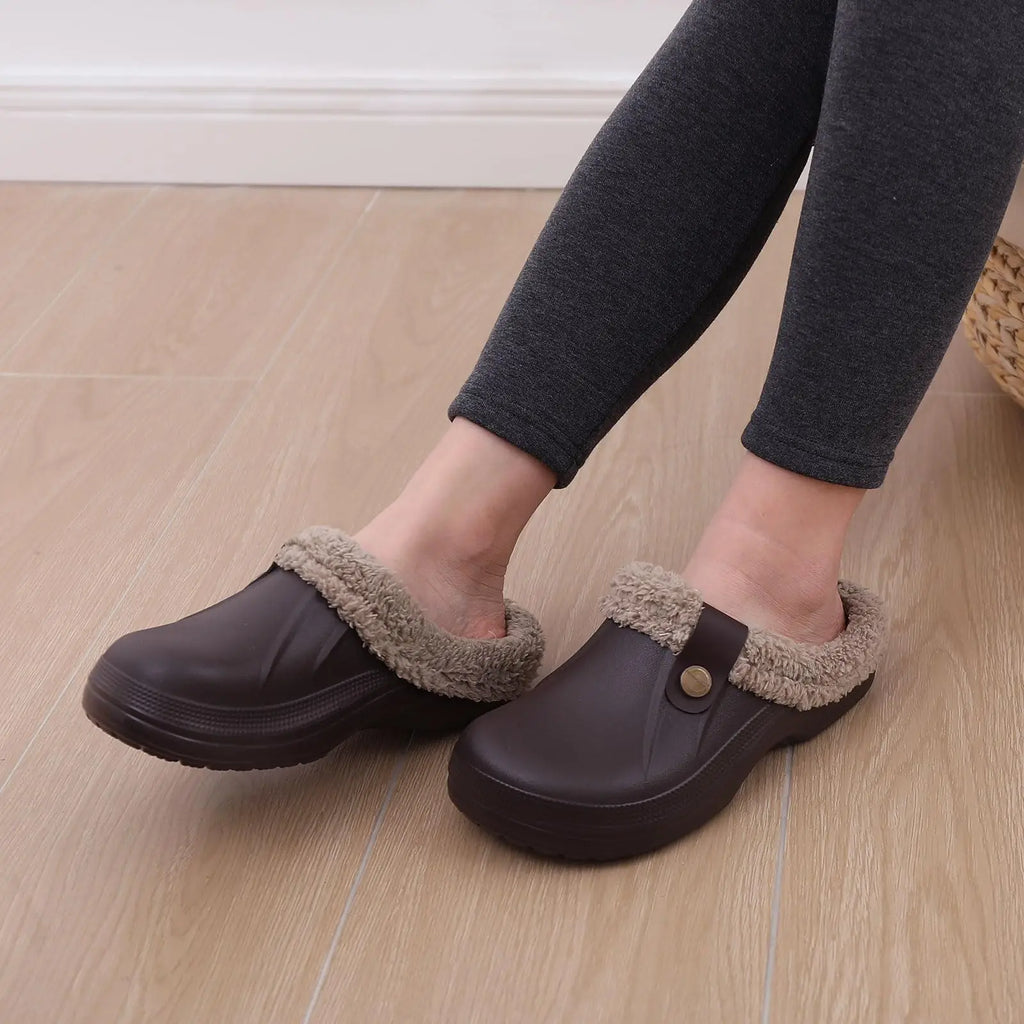 Winter Fur Plush Slippers for Men – Warm, Waterproof & Non-Slip