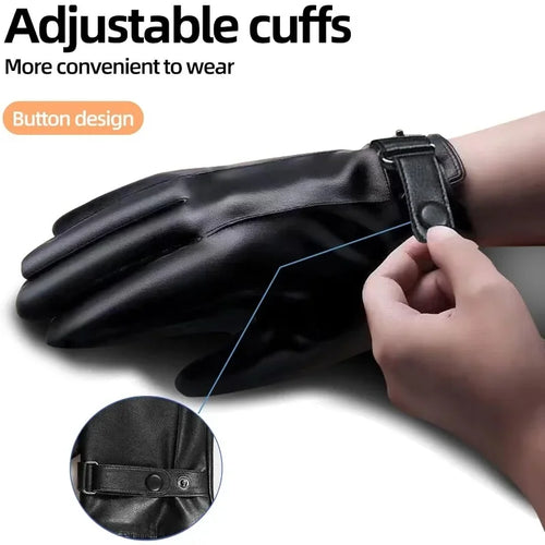 Genuine Leather Winter Gloves with Touch Screen – Unisex Warm Gloves for Cycling & Driving