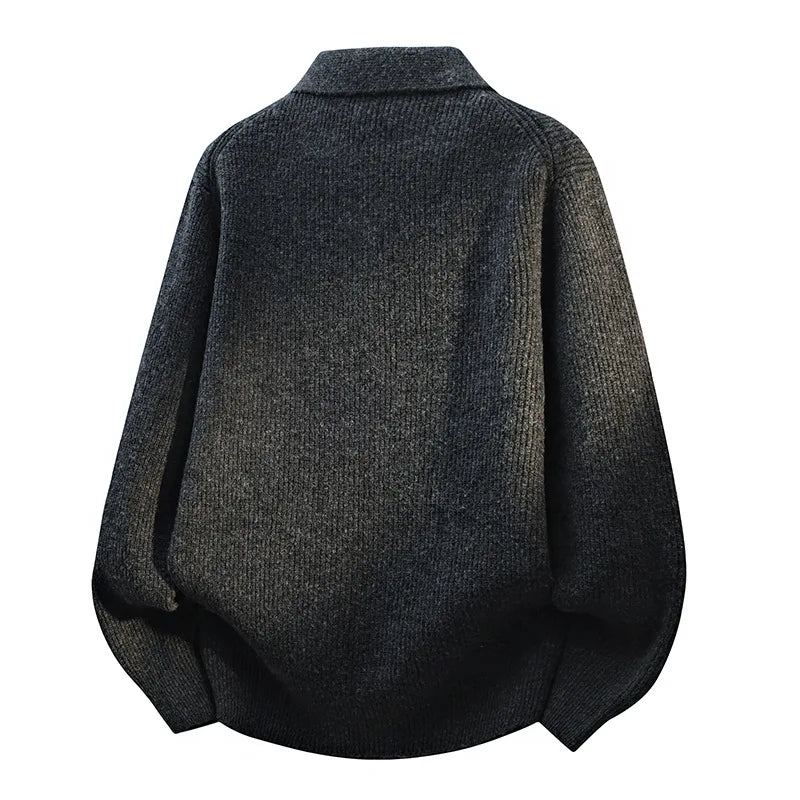 Men's Polo Knit Sweater - Spring Business Casual Solid Color