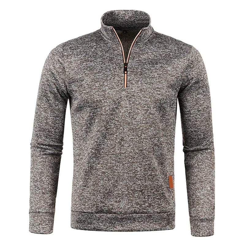 Men's Winter Turtleneck Fleece Sweater with Half Zipper – Slim Fit