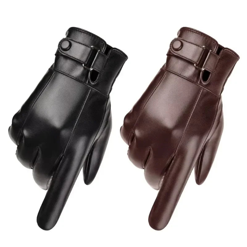 Genuine Leather Winter Gloves with Touch Screen – Unisex Warm Gloves for Cycling & Driving