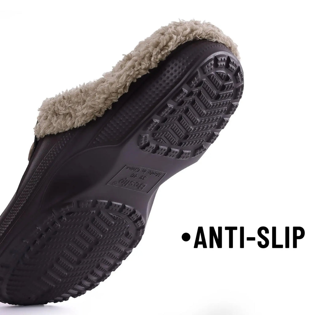 Winter Fur Plush Slippers for Men – Warm, Waterproof & Non-Slip