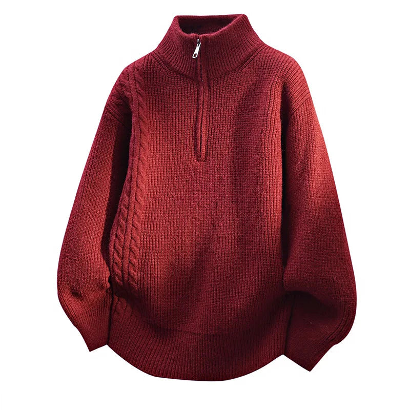 Men's Autumn Cardigan Sweater - Loose Fit Knit Half Zip