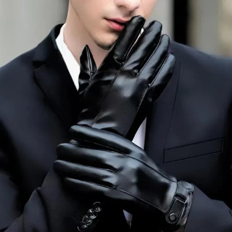 Genuine Leather Winter Gloves with Touch Screen – Unisex Warm Gloves for Cycling & Driving