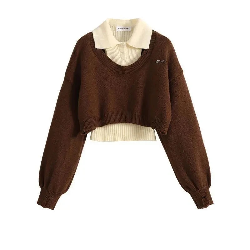Two-Piece Knit Sweater & Vest Set - Vintage American Style
