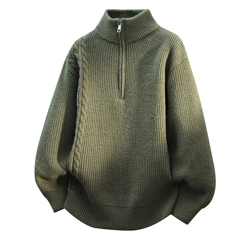 Men's Autumn Cardigan Sweater - Loose Fit Knit Half Zip