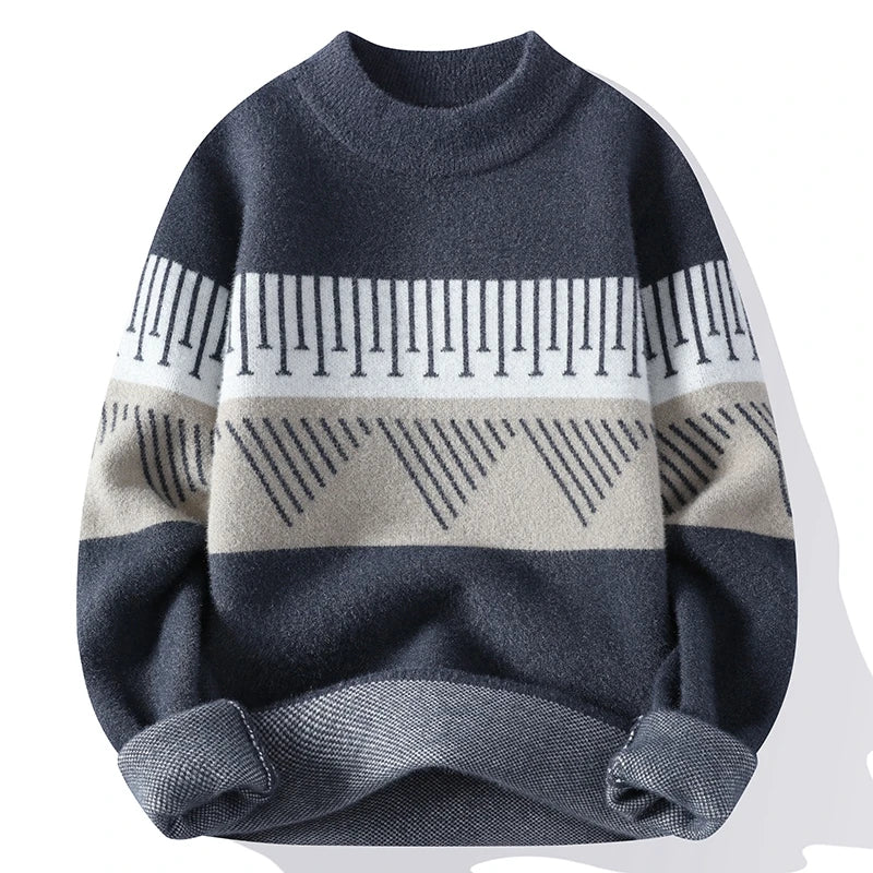 Men's O-Neck Cashmere Pullover Sweater - Warm Winter Knit