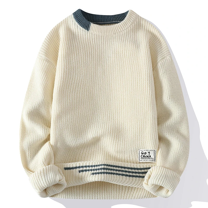 Men's Solid Knit Pullover Sweater – Casual Autumn Winter