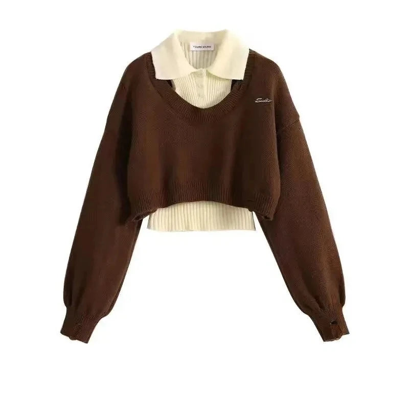 Two-Piece Knit Sweater & Vest Set - Vintage American Style